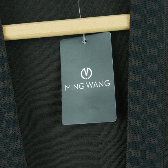 Ming Wang Womens XS Open Cardigan Career Jacket Chocolate Brown Gold Buttons - Picture 3 of 7